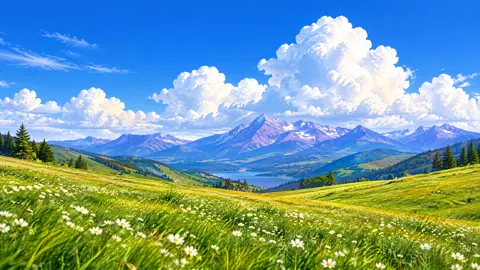 Alpine Meadow With Daisies