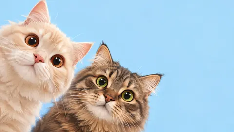 Two Cats on Blue