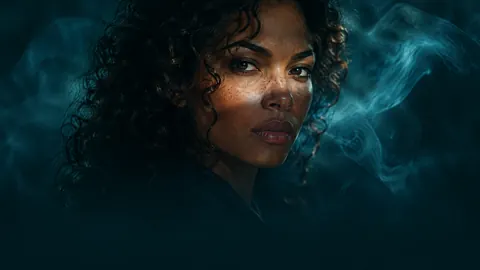 Freckled Woman in Teal Shadow