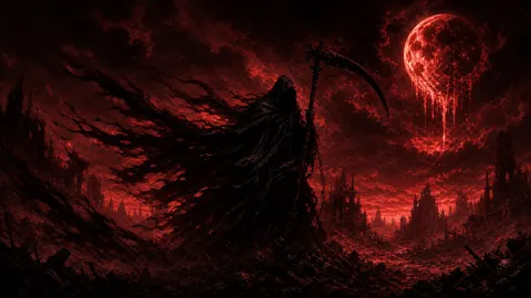 Reaper Beneath Red Moon