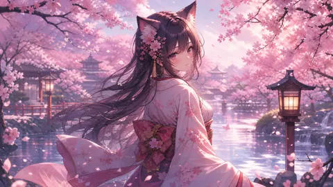 Cat-Eared Woman in Kimono