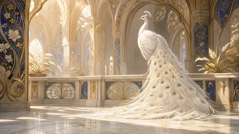 White Peacock in Palace Atrium