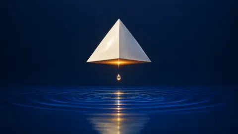 Floating Pyramid and Glowing Droplet