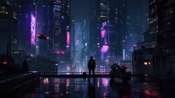 Neon Rooftop Solitude live wallpaper
