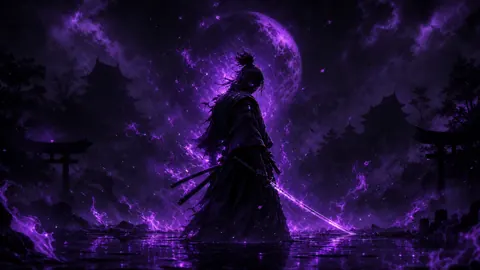 Samurai Beneath Purple Moon