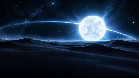 Neutron Star Over Black Dunes