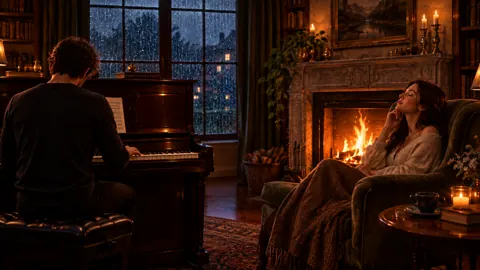 Piano by the Fireplace
