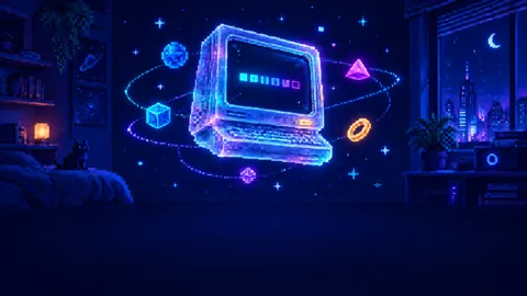 Floating Retro Computer Terminal