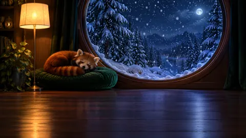 Sleeping Red Panda by Window