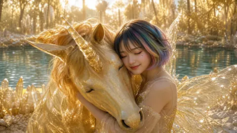 Korean Fairy Girl and Unicorn