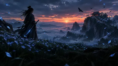Female Samurai in Wildflowers