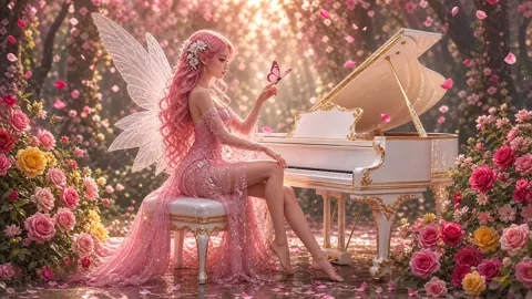 Pink Fairy at Grand Piano