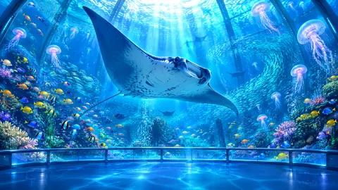 Manta Ray in Glass Observatory
