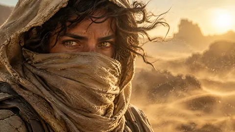 Desert Traveler at Sunset