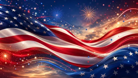 American Flag with Fireworks