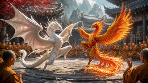 Albino Wyvern and Phoenix Sparring