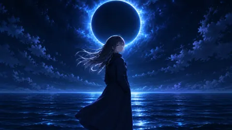 Woman Before Blue Eclipse
