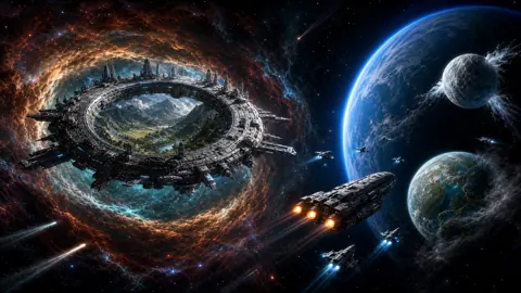 Orbital Ring Station and Nebula