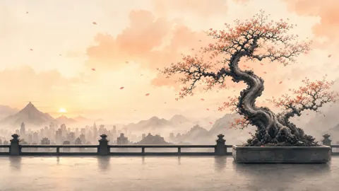 Bonsai Balcony Over City