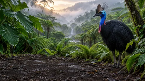 Cassowary in Rainforest Valley