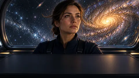 Space Cartographer With Spiral Galaxy