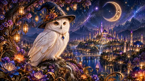 White Owl in Wizard Hat