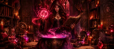 Witch Alchemist With Crimson Sphere