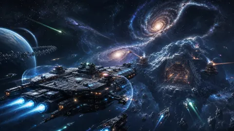Space Carrier Above Blue Planet