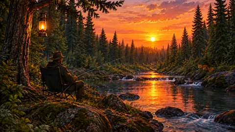 Fisherman by Sunset Creek