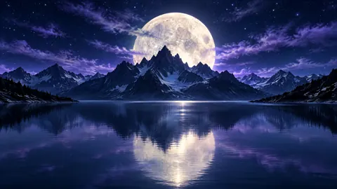 Ivory Moon Over Alpine Lake
