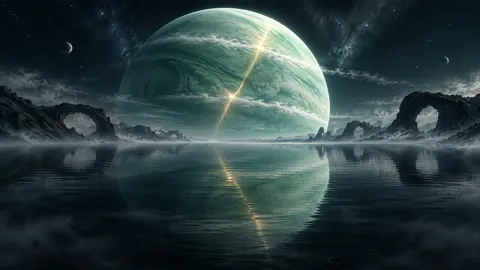 Cracked Jade Planet Over Basin