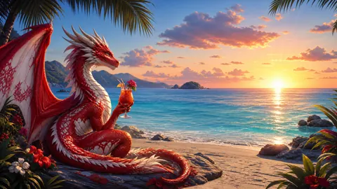 Red and White Dragon With Cocktail