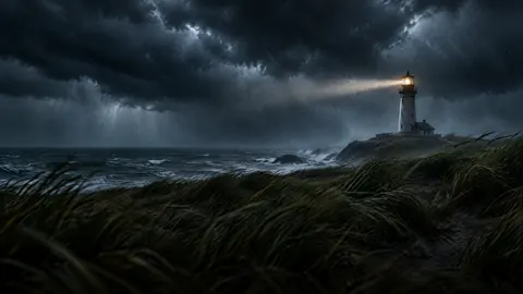 Lighthouse in Heavy Rain