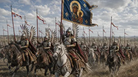 Polish Hussars With Częstochowa Banner