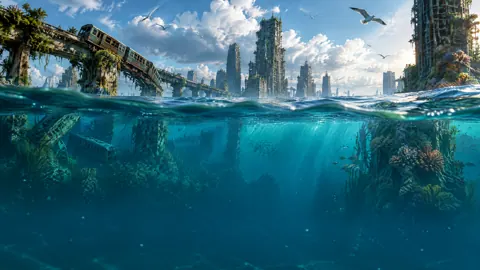 Submerged City Broken Train