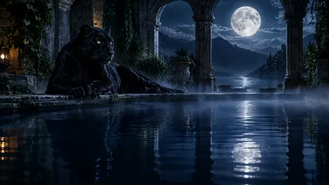 Black Panther by Moonlit Pool