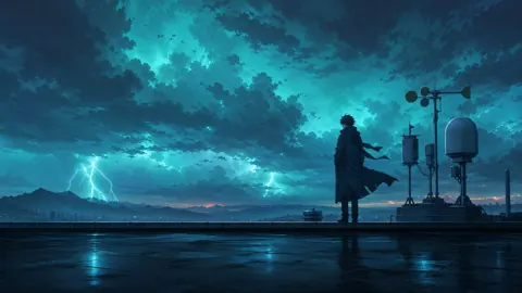 Weather Observer Under Storm Clouds