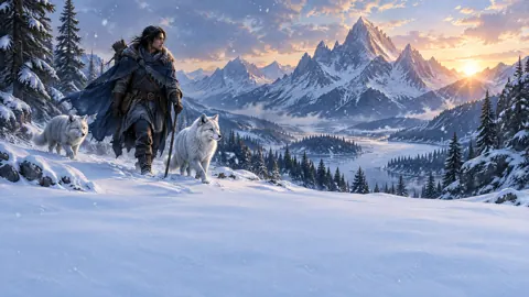 Mountain Scout With Arctic Foxes