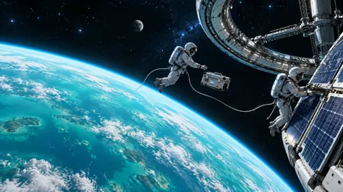 Astronauts Repair Ring Station