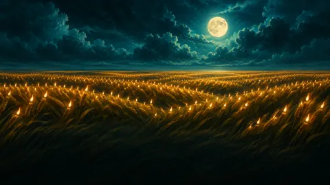 Candlelit Wheat Field Moon