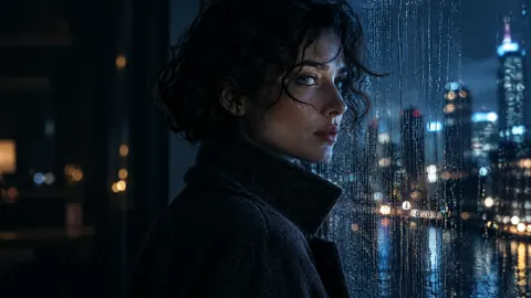 Woman Behind Rainy Window