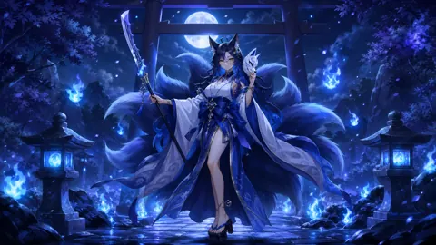 Blue Fox Warrior at Torii Gate
