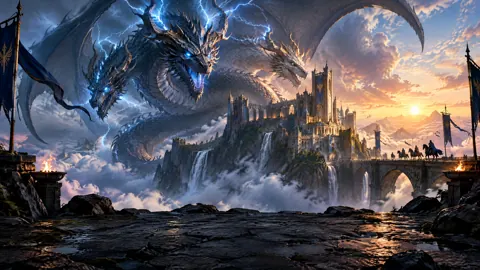 Three-Headed Dragon Above Citadel