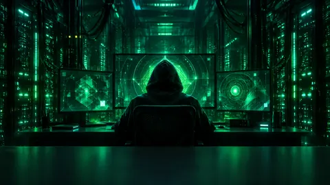 Hooded Technician in Server Room