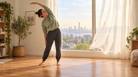 Woman Stretching by Window