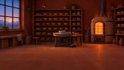 Pixel Pottery Studio at Dawn