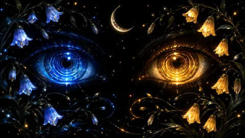 Celestial Eyes With Crescent Moon