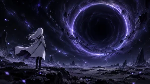White-Haired Traveler at Cosmic Void