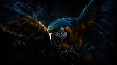 Blue-and-Gold Macaw Flying
