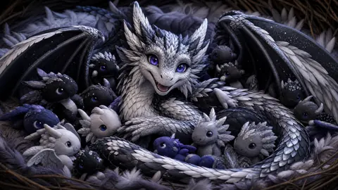 Silver Wyvern With Plushies